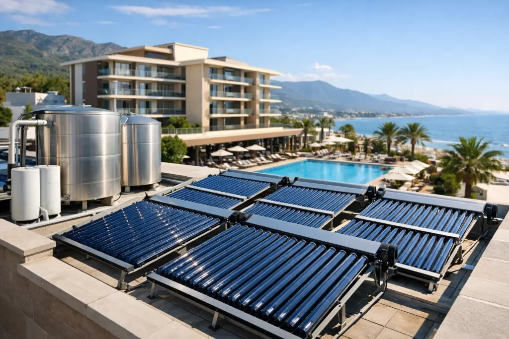 Sistema solar térmico para hotel rentable