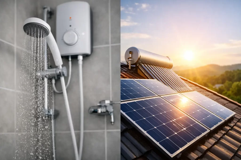 Ducha eléctrica o energía solar: cuál compensa más
