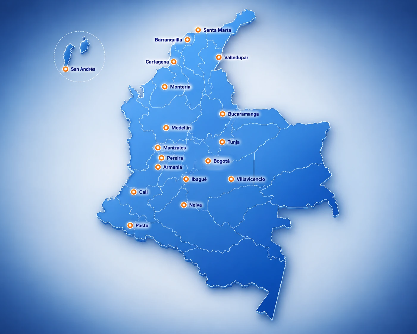 Mapa de cobertura nacional de NASA de Colombia para proyectos de energía solar térmica en Colombia